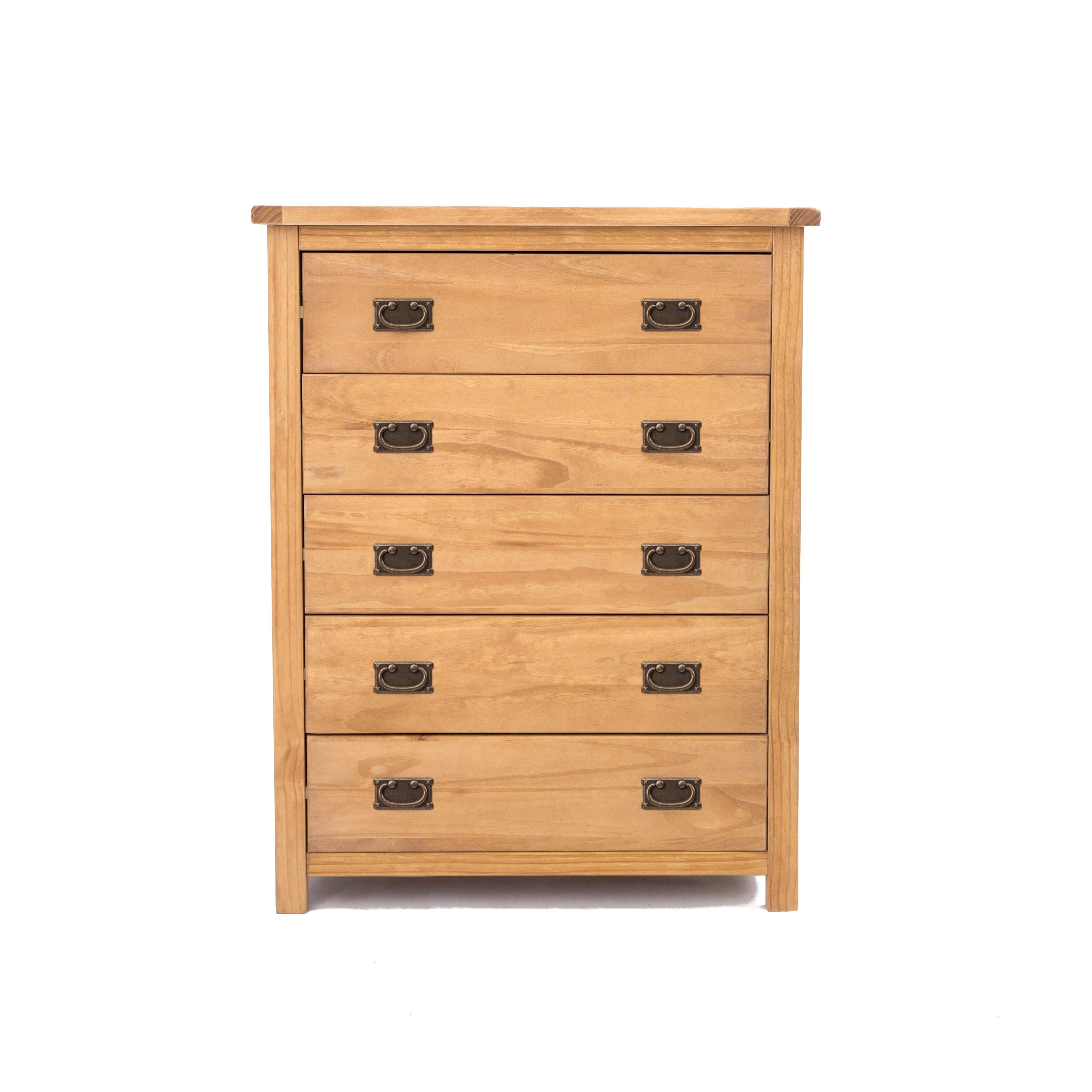 Lugo 5 Drawer Chest of Drawers Bras Drop Handle